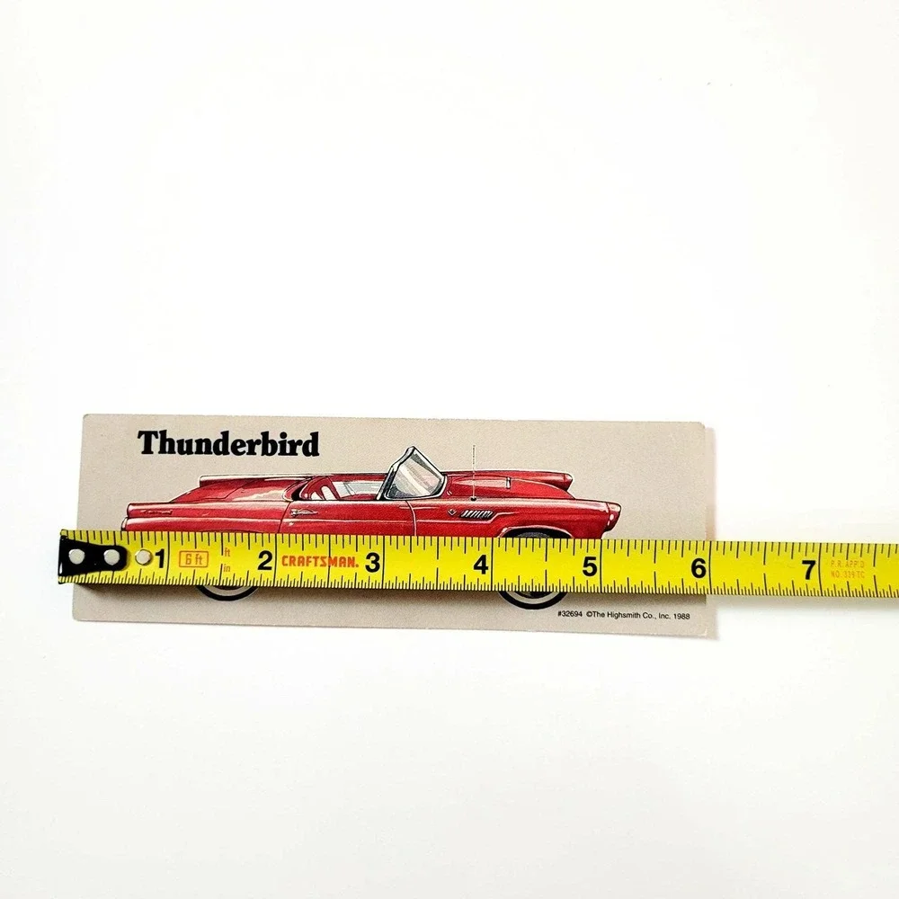Vintage 80s red Thunderbird paper bookmark sports car 1988 Highsmith 32694